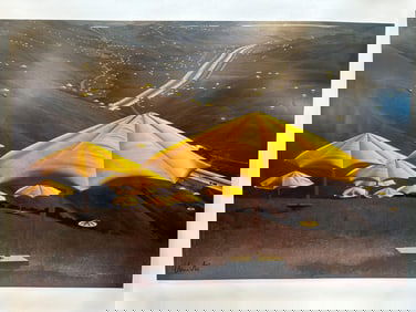 RARE SIGNED LIMITED EDITION PHOTO OF CHRISTO AND JEANNE-CLAUDE'S 1991 ENVIRONMENTAL ART INSTALLATION