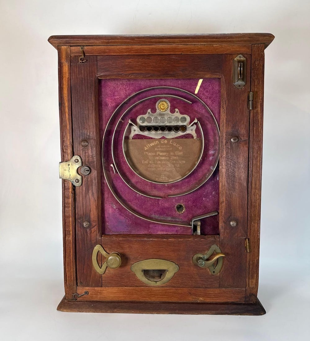 ALLWIN DE LUXE EARLY 20TH CENTURY PENNY SLOT MACHINE (1 of 8)
