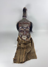 ANTIQUE KUBA BWOOM BEADED HELMET MASK DR CONGO WORN BY KING OR CHIEF