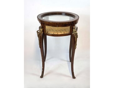 LOUIS XV STYLE FIGURAL BRONZE MOUNTED VITRINE TABLE