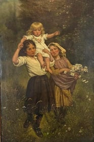 AFTER FREDERICK MORGAN " WILD ROSES" OIL ON CANVAS, UNSIGNED , ANTIQUE