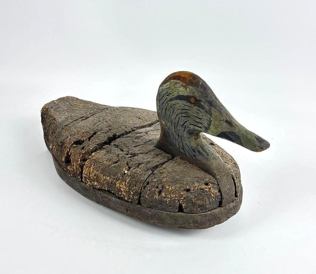 VALUE LOT ANTIQUE CORK AND WOOD DUCK DECOY (1 of 6)