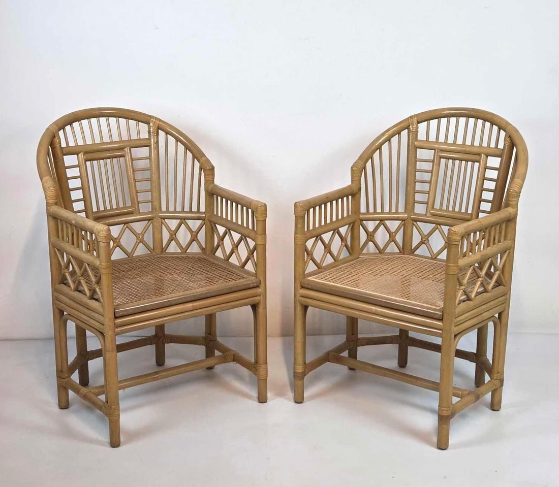 PAIR OF VINTAGE BRIGHTON PAVILION STYLE RATTAN CHAIRS (1 of 10)