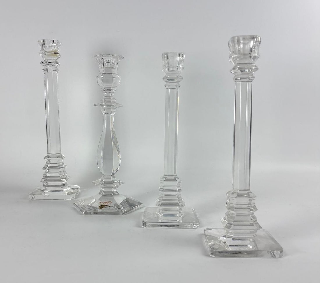 VAL ST. LAMBERT CRYSTAL CANDLESTICK LOT  (4) (1 of 5)