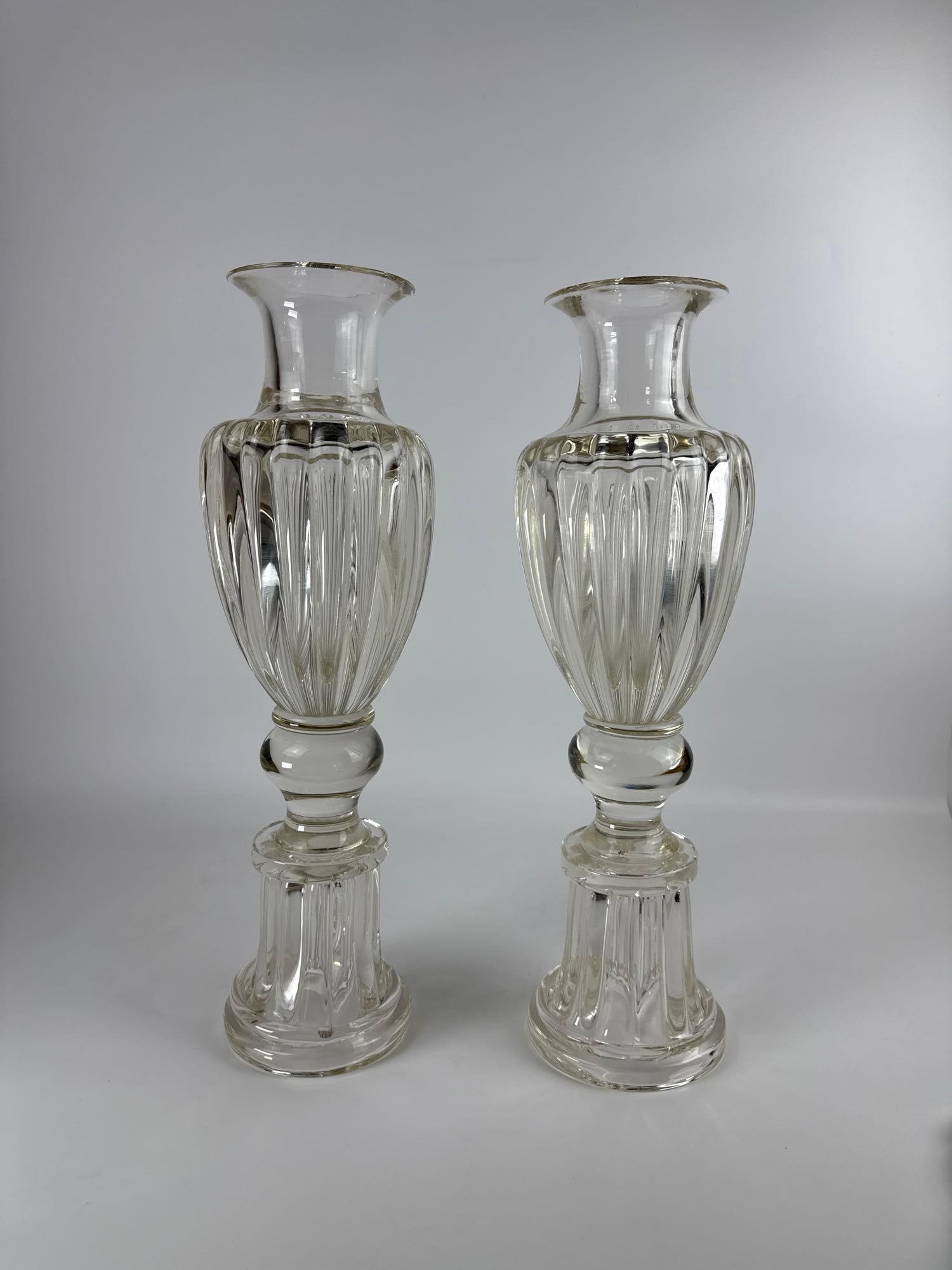 MAGNIFICENT PAIR ARCHIMEDE SEGUSO LARGE MURANO VASES: Approximate Dimensions: 21” tall and 20.5”’tall Artist or Maker: Archemide SegusoProvenance: From a New York City Collector and Crystal Glass Industry Veteran. Notes: Although care is