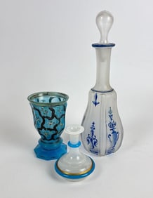 LOT OF THREE ANTIQUE OPALINE GLASS VESSELS