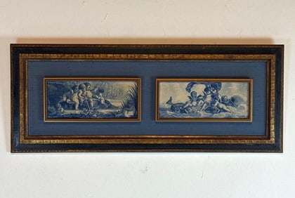 FINE ANTIQUE EUROPEAN GRISAILLE KPM  STYLE PORCELAIN PLAQUE PANEL WITH PUTTI SCENES