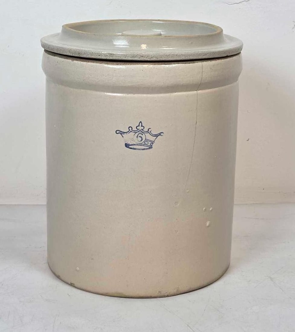 VALUE LOT ROBINSON RANSBOTTOM STONEWARE SIX GALLON CROCK WITH LID (1 of 13)