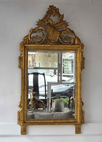 ANTIQUE ITALIAN LOUIS XVI STYLE ROCOCO CARVED GILT WOOD MIRROR