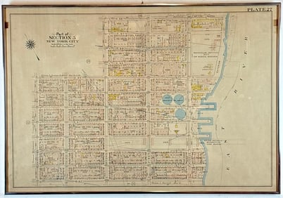 ANTIQUE NEW YORK CITY MAP PART OF SECTION 5
