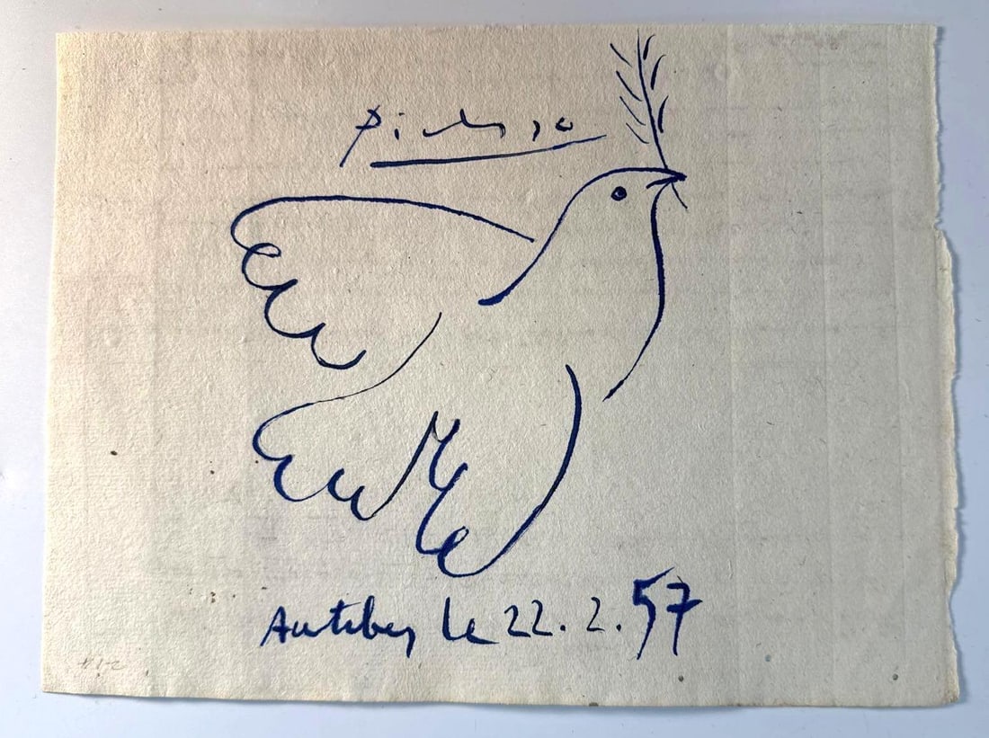 AFTER PABLO PICASSO INK DRAWING ON PAPER DOVE OF PEACE (1 of 5)