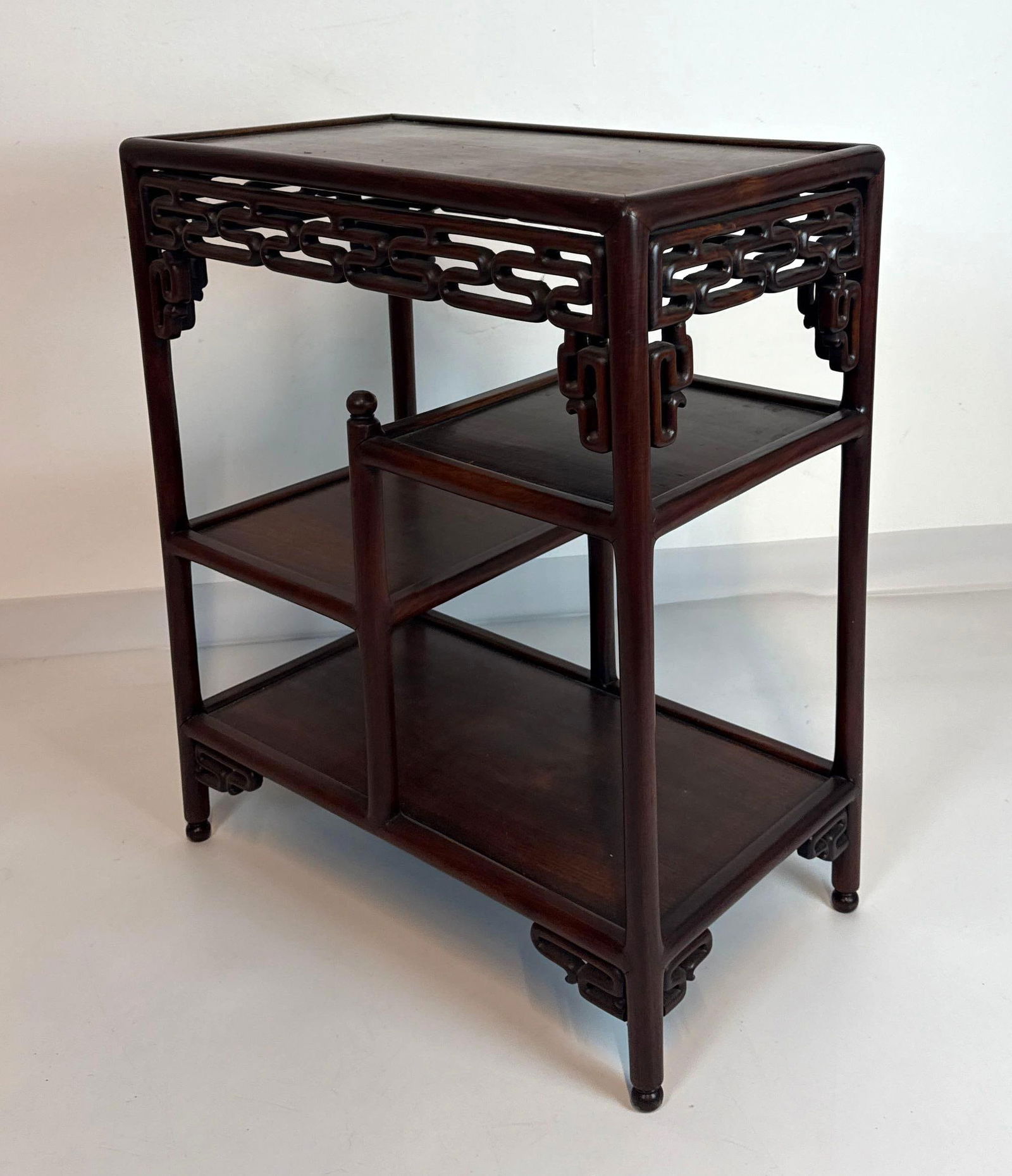 VINTAGE CHINESE HARDWOOD TWO-TIER LOW DISPLAY TABLE (1 of 8)