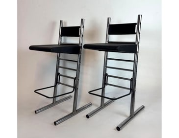PAIR OF VINTAGE 1980'S ERREBI ADJUSTABLE CHROME STOOLS
