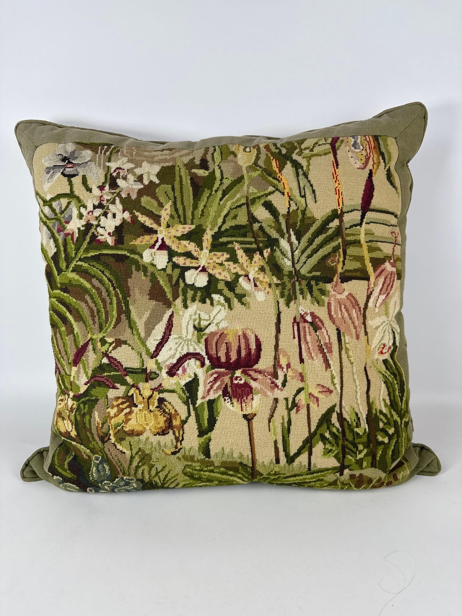 TROPICAL FLORAL NEEDLEPOINT PILLOW (1 of 3)