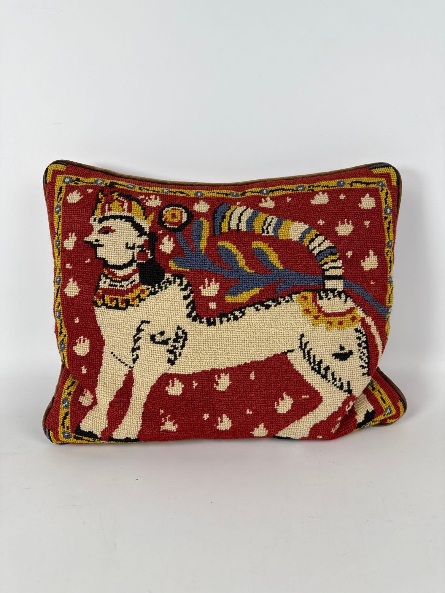 VINTAGE NEEDLEPOINT PILLOW FEATURING A SPHINX (1 of 3)