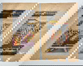 PAIR OF INDO-PERSIAN MUGHAL ILLUMINATED MANUSCRIPT PAGES / MINIATURE PAINTINGS (3 of 17)