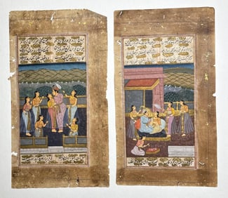 PAIR OF INDO-PERSIAN MUGHAL ILLUMINATED MANUSCRIPT PAGES / MINIATURE PAINTINGS (7 of 17)