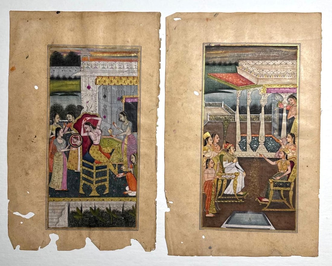 PAIR OF INDO-PERSIAN MUGHAL ILLUMINATED MANUSCRIPT PAGES / MINIATURE PAINTINGS (12 of 17) (1 of 4)