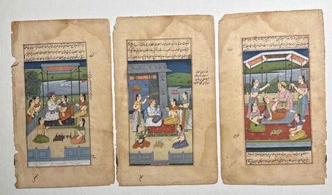 TRIO OF INDO-PERSIAN MUGHAL ILLUMINATED MANUSCRIPT PAGES / MINIATURE PAINTINGS (17 of 17)