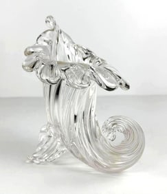 MURANO SEGUSO SIGNED ART GLASS CORNUCOPIA VASE