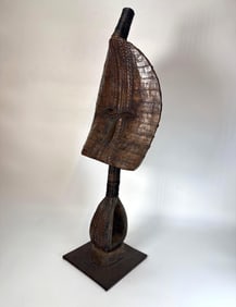 LARGE RARE 30" AFRICAN KOTA MAHONGWE RELIQUARY FIGURE SCULPTURE (WOOD & COPPER/BRASS)