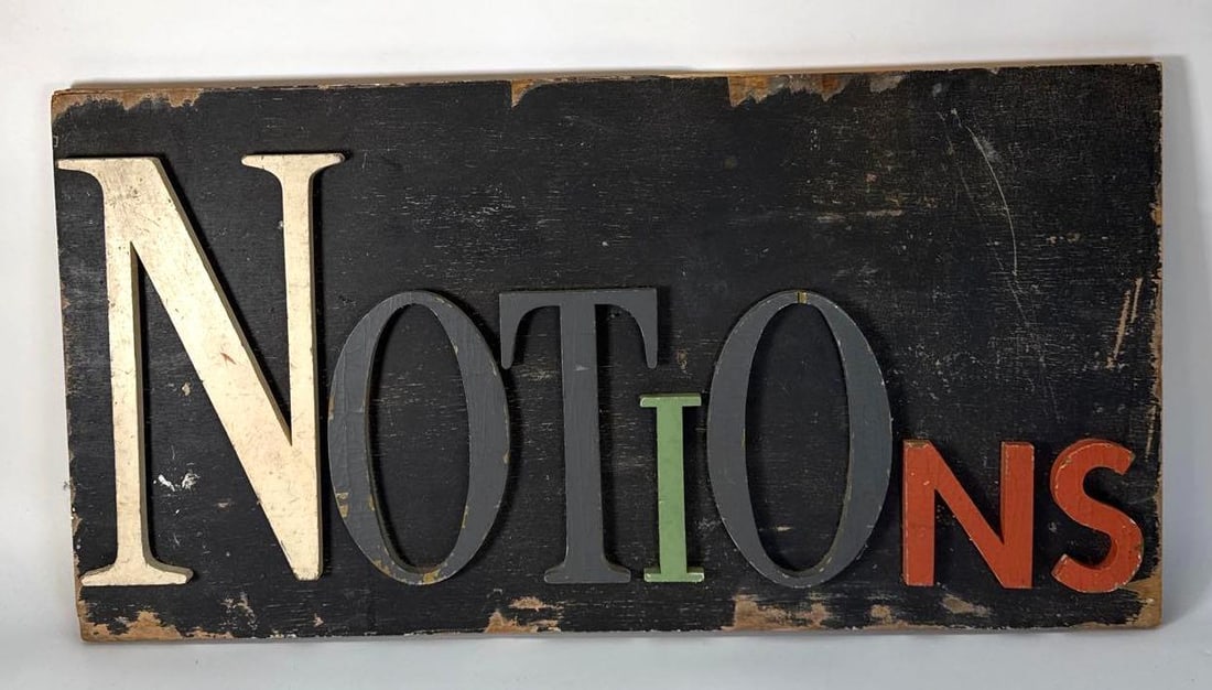 VINTAGE WOOD SIGN NOTIONS 16" x 31" (1 of 4)
