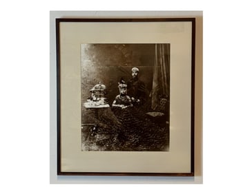 HANDSOMELY FRAMED ORIGINAL GLASS PLATE PRINT OF GENERAL GAHENDRA SHAMSHER AND HIS WIFE OF NEPAL