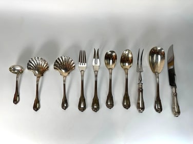 10 PIECES BUCCELLATI STERLING SILVER "BORGIA" PATTERN ORNATE SERVICEWARE LOT