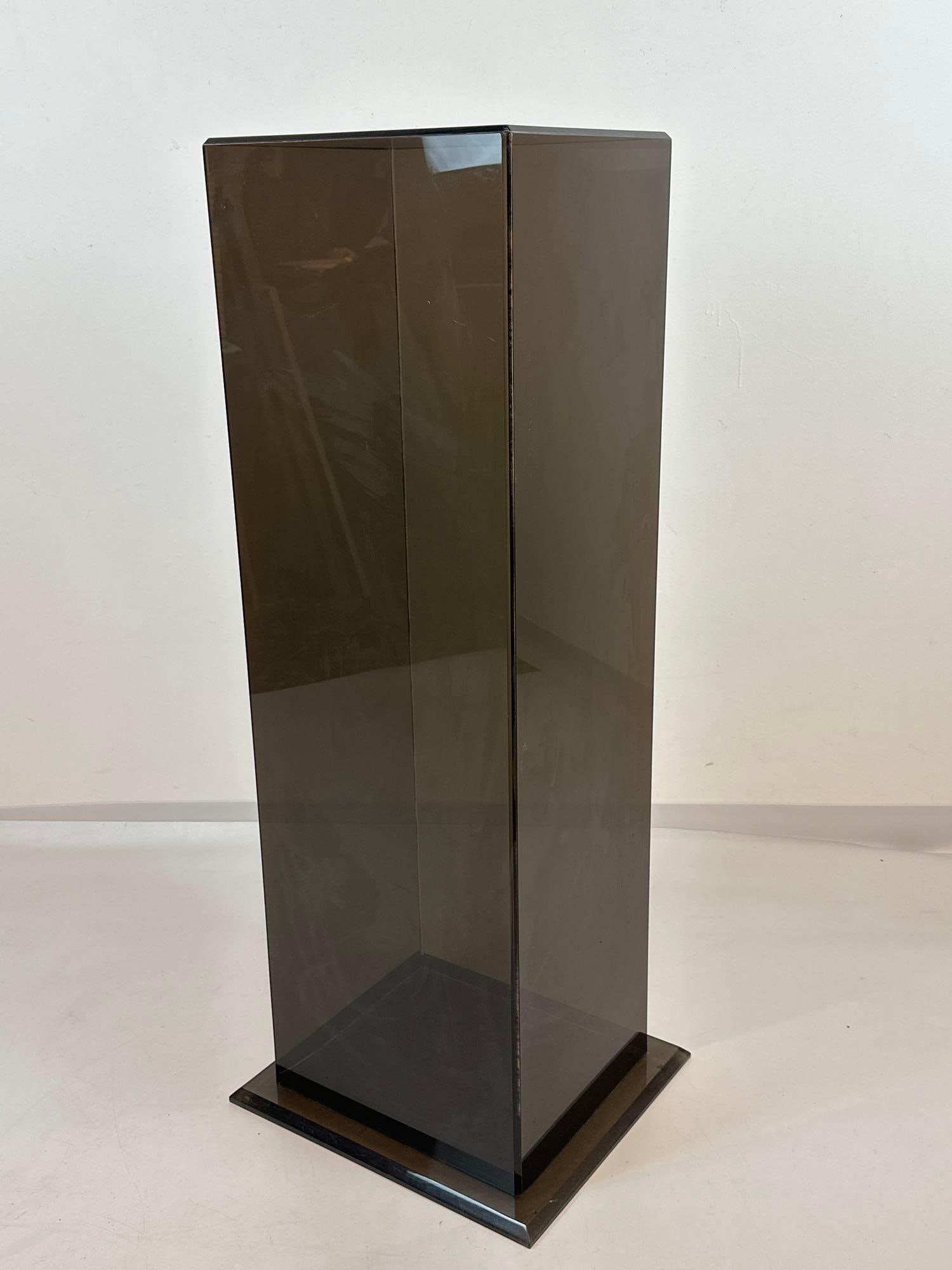 LARGE VINTAGE POSTMODERN SMOKED ACRYLIC LUCITE DISPLAY PEDESTAL COLUMN (1 of 5)