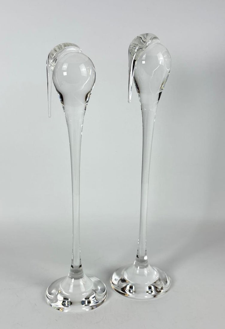 TWO STEUBEN CRYSTAL STORKS (1 of 9)