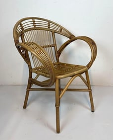 VINTAGE RATTAN WICKER ARM CHAIR