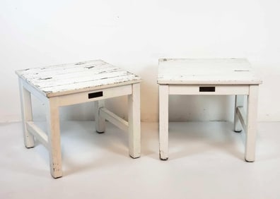 PAIR OF "LASALLE" PAINTED TEAK SIDE TABLES BY WEATHEREND