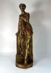ANTIQUE BRONZE STATUE SUSANNA | NYSSIA BY EUGENE-ANTOINE AIZELIN (1821-1902) SIGNED GUSTAVE SANDOZ