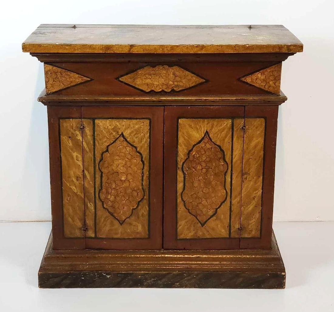 ANTIQUE ITALIAN NEOCLASSICAL FAUX MARBRE PAINTED AND DECORATED CABINET VENETIAN MOORISH MOTIF (1 of 20)