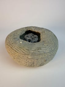 JAPANESE WABI SABI STYLE CERAMIC VASE AND FROG