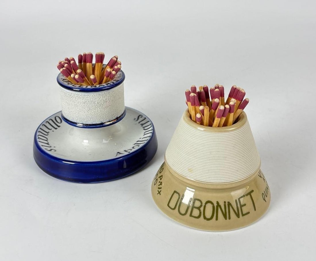 PAIR OF ANTIQUE FRENCH AND EUROPEAN ADVERTISING CERAMIC MATCH STRIKERS (PYROGÈNES), EARLY 20TH C. (1 of 6)