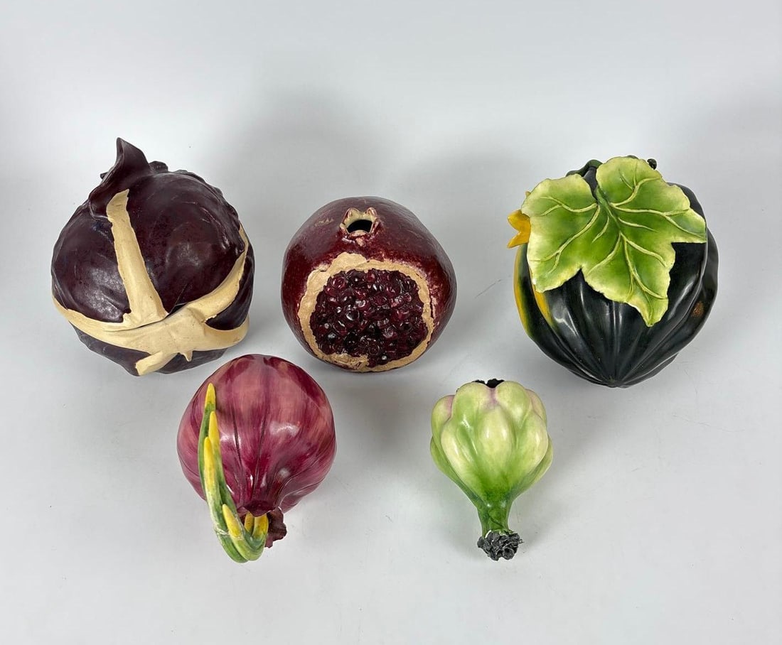 LOT OF 5 SIGNED CERAMIC VEGETABLES - INCLUDING SET OF THREE SIGNED KATHERINE HOUSTON VEGETABLES (1 of 12)