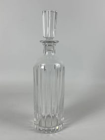 BACCARAT HARMONIE FULL LEAD CYLINDRICAL ROUND CRYSTAL DECANTER WITH STOPPER, CIRCA 1975