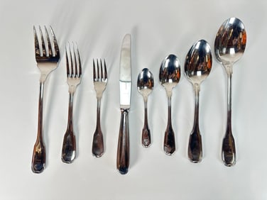 CHRISTOFLE "CAPRICORNE" FLATWARE SET 76 PIECES STAINLESS STEEL SILVERWARE SERVICE FOR 12