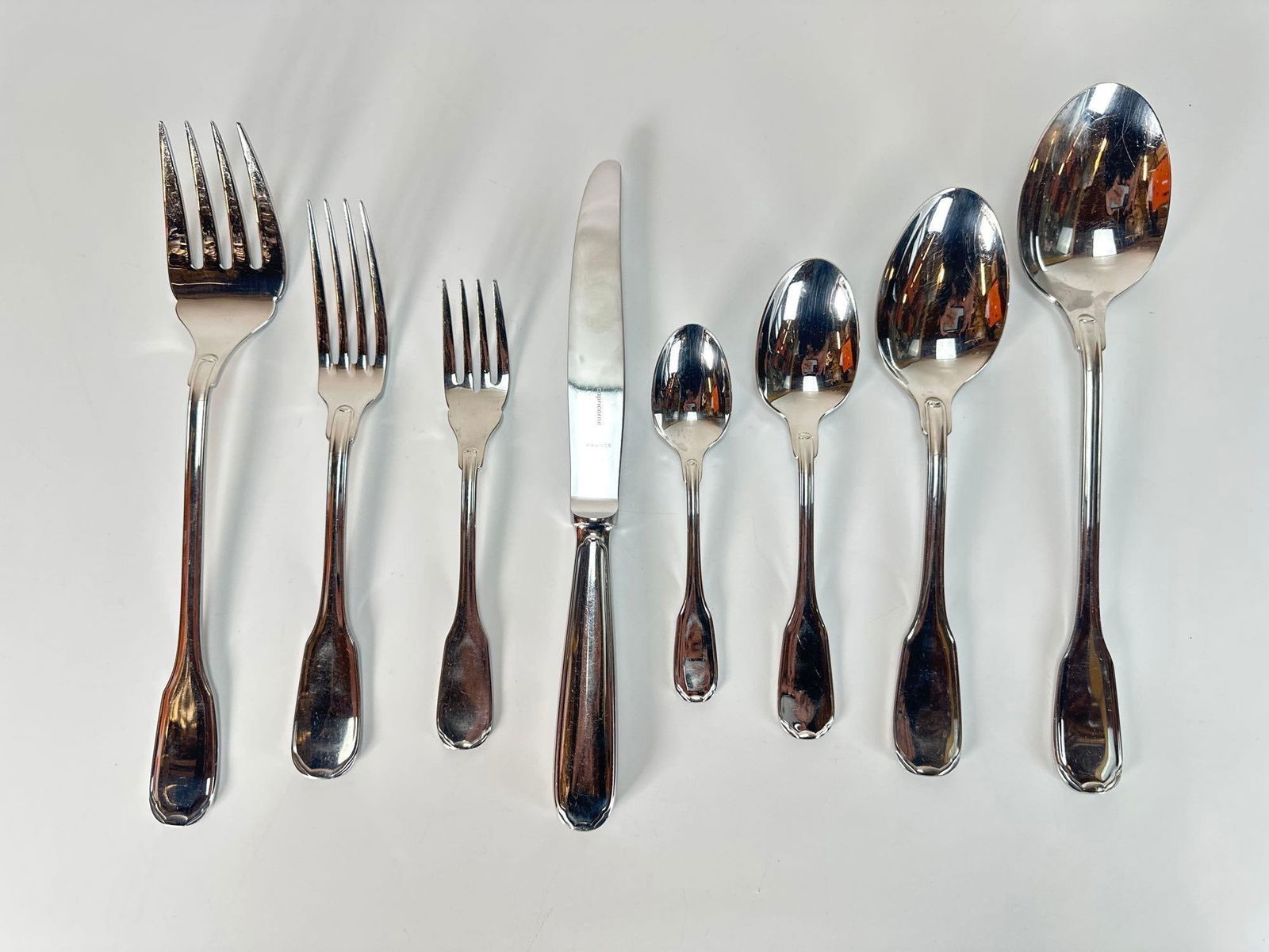 CHRISTOFLE "CAPRICORNE" FLATWARE SET 76 PIECES STAINLESS STEEL SILVERWARE SERVICE FOR 12 (1 of 15)