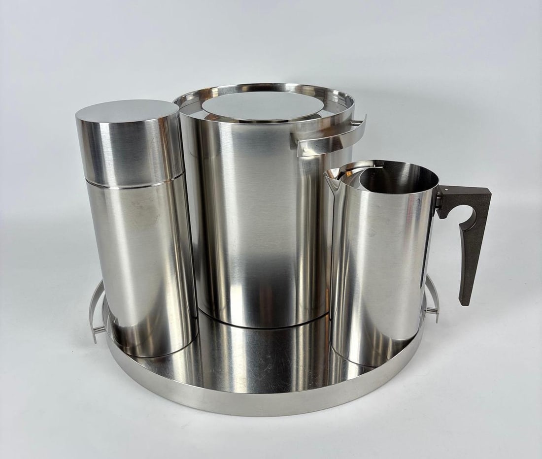 ARNE JACOBSON STELTON CYLINDA-LINE STAINLESS STEEL COCKTAIL BAR SET MID-CENTURY MODERN (1 of 15)