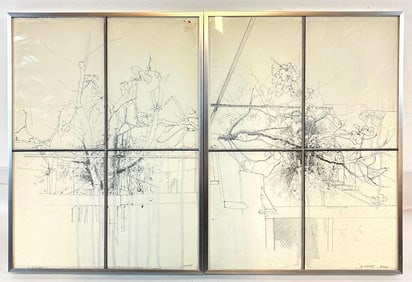 TWO BERNARD MONINOT ARTWORKS "CULTURE NO. 9"  "CULTURE NO.10"  MIXED MEDIA SIGNED