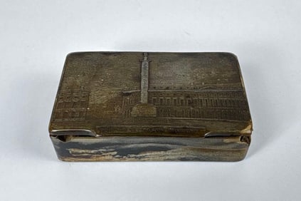 ANTIQUE NAPOLEONIC HORN SNUFF BOX | TRINKET BOX "VUE DE LA PLACE VENDOME"