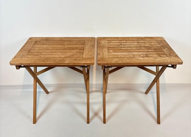 PAIR OF BARLOW TYRIE TEAK FOLDING TABLES