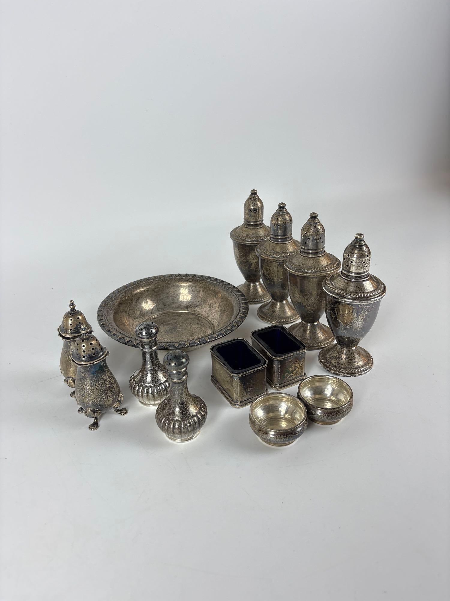 LARGE LOT OF STERLING SILVER SALT AND PEPPER SHAKERS AND CASTERS (1 of 10)