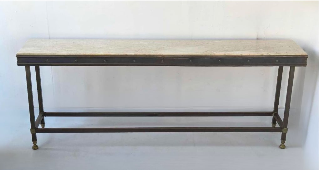 FINE BRASS AND TRAVERTINE CONSOLE/SOFA TABLE (1 of 12)