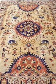 ANTIQUE PERSIAN SERAPI RUG HAND-KNOTTED WOOL GEOMETRIC MEDALLION
