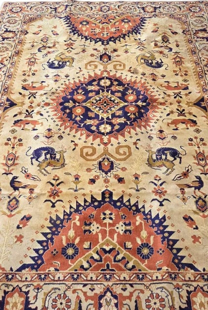 ANTIQUE PERSIAN SERAPI RUG HAND-KNOTTED WOOL GEOMETRIC MEDALLION (1 of 20)