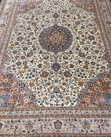 VINTAGE HAND-KNOTTED PERSIAN ROOM SIZE RUG TRADITIONAL WOOL CARPET
