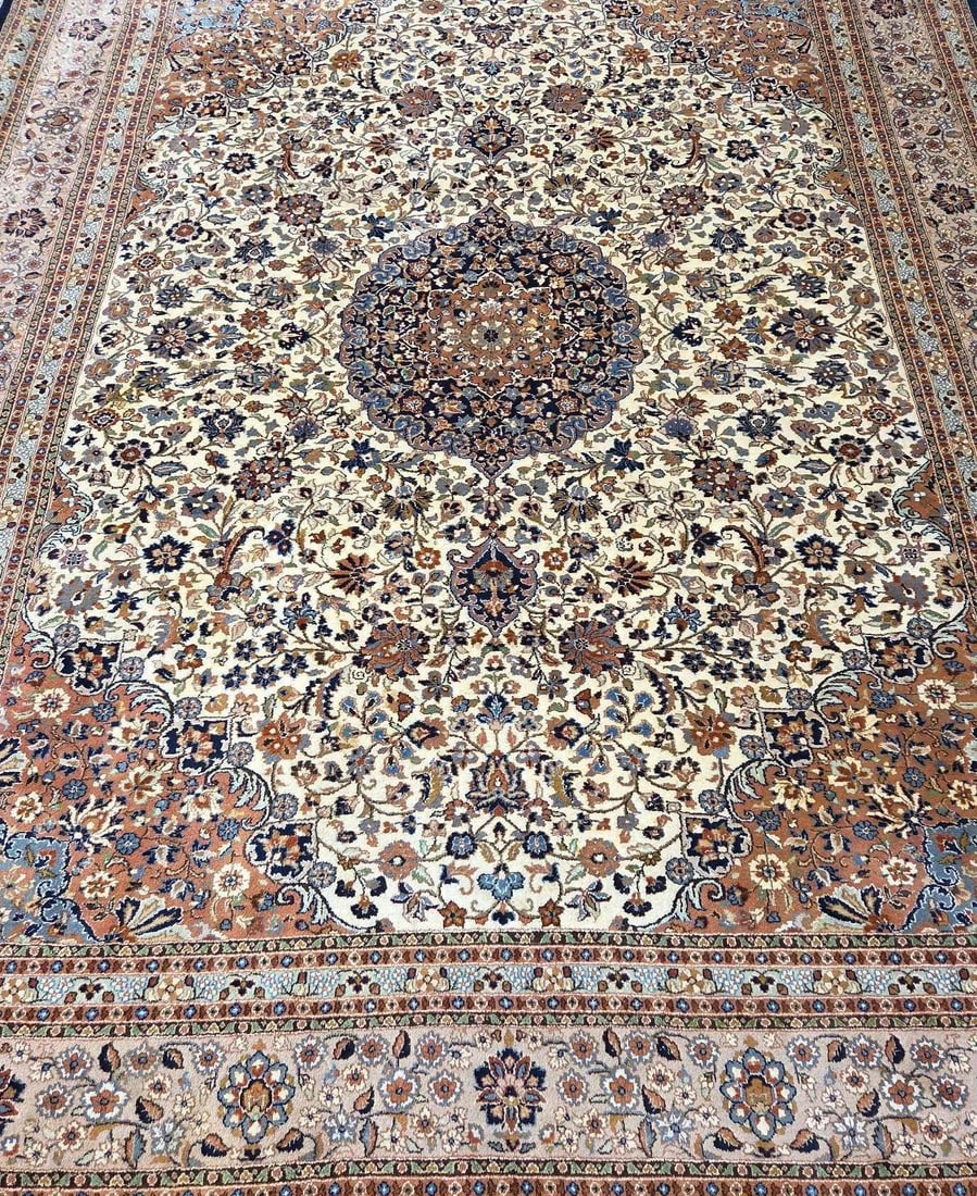 VINTAGE HAND-KNOTTED PERSIAN ROOM SIZE RUG TRADITIONAL WOOL CARPET (1 of 20)
